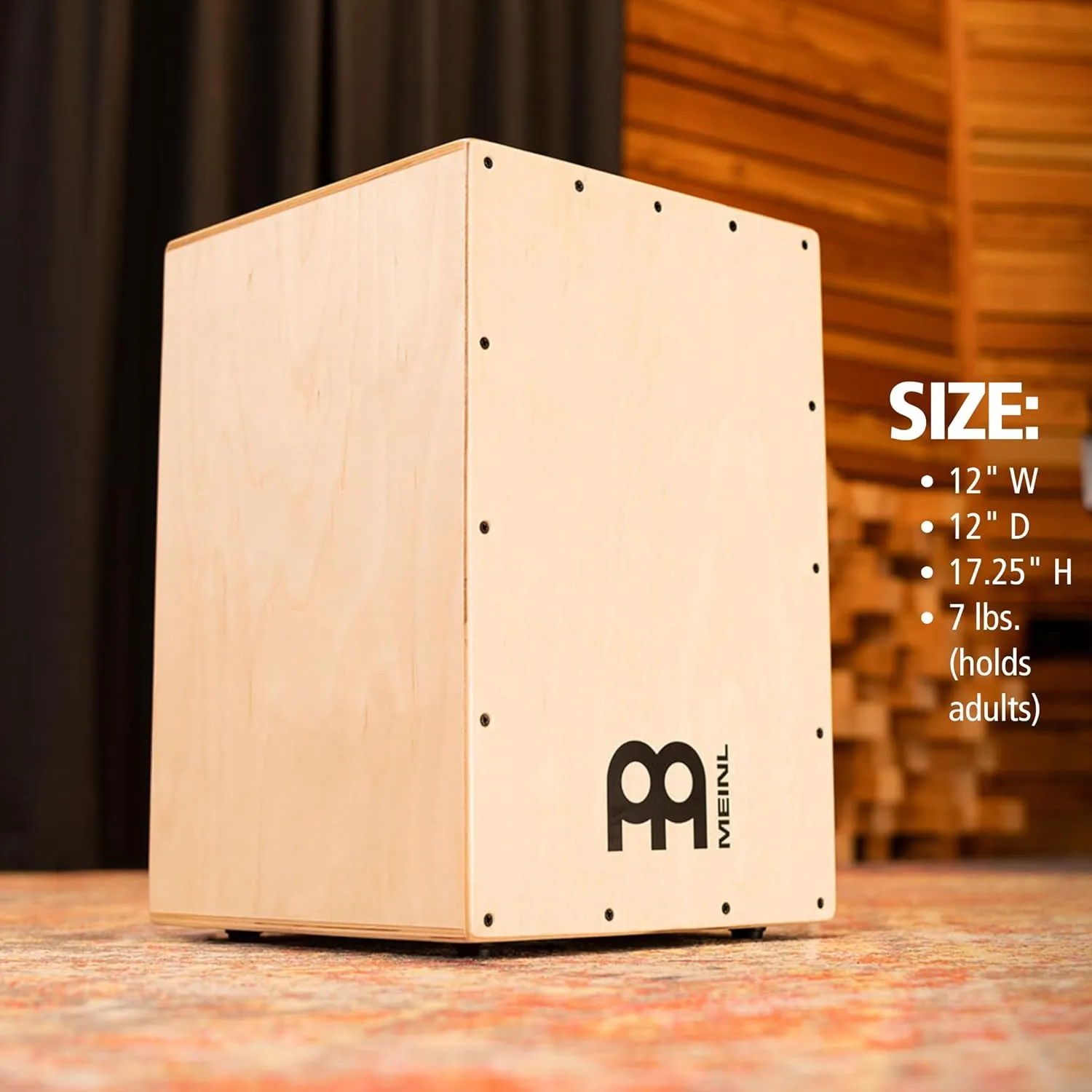 Meinl Percussion Cafe Cajon Box Drum Plus Bag with Snare and Bass Tone for Acoustic Music — Made in Europe — Baltic Birch Wood, Play with Your Hands, 2-Year Warranty (BC1B) Natural