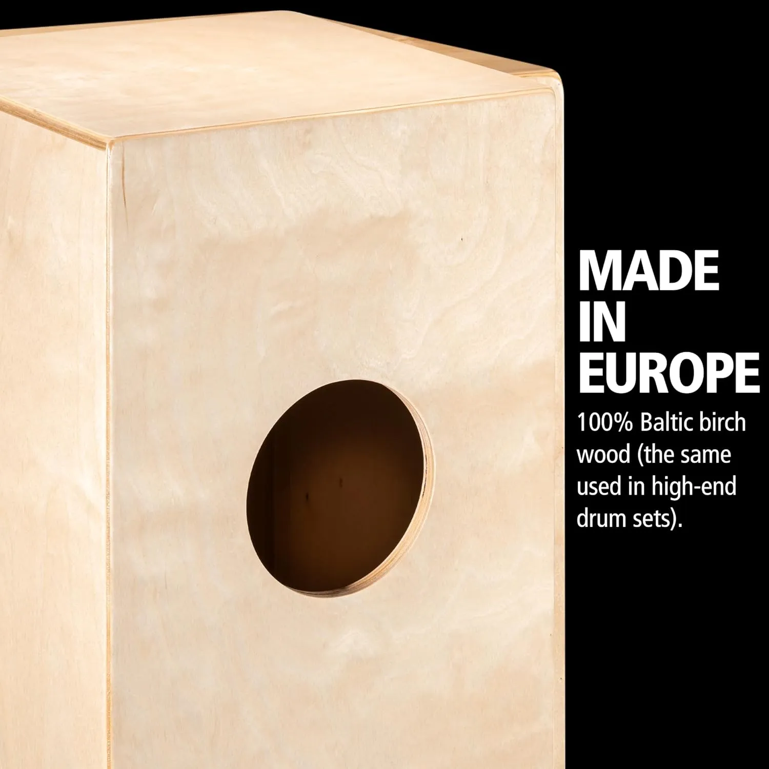 Meinl Percussion Cafe Cajon Box Drum Plus Bag with Snare and Bass Tone for Acoustic Music — Made in Europe — Baltic Birch Wood, Play with Your Hands, 2-Year Warranty (BC1B) Natural