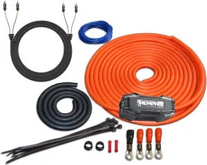 Memphis Audio 4GKIT 4-Gauge Amp Install Kit with ANL Fuse Holder with One 200A Fuse, and A Pair of ETP-17 17-Foot RCAs