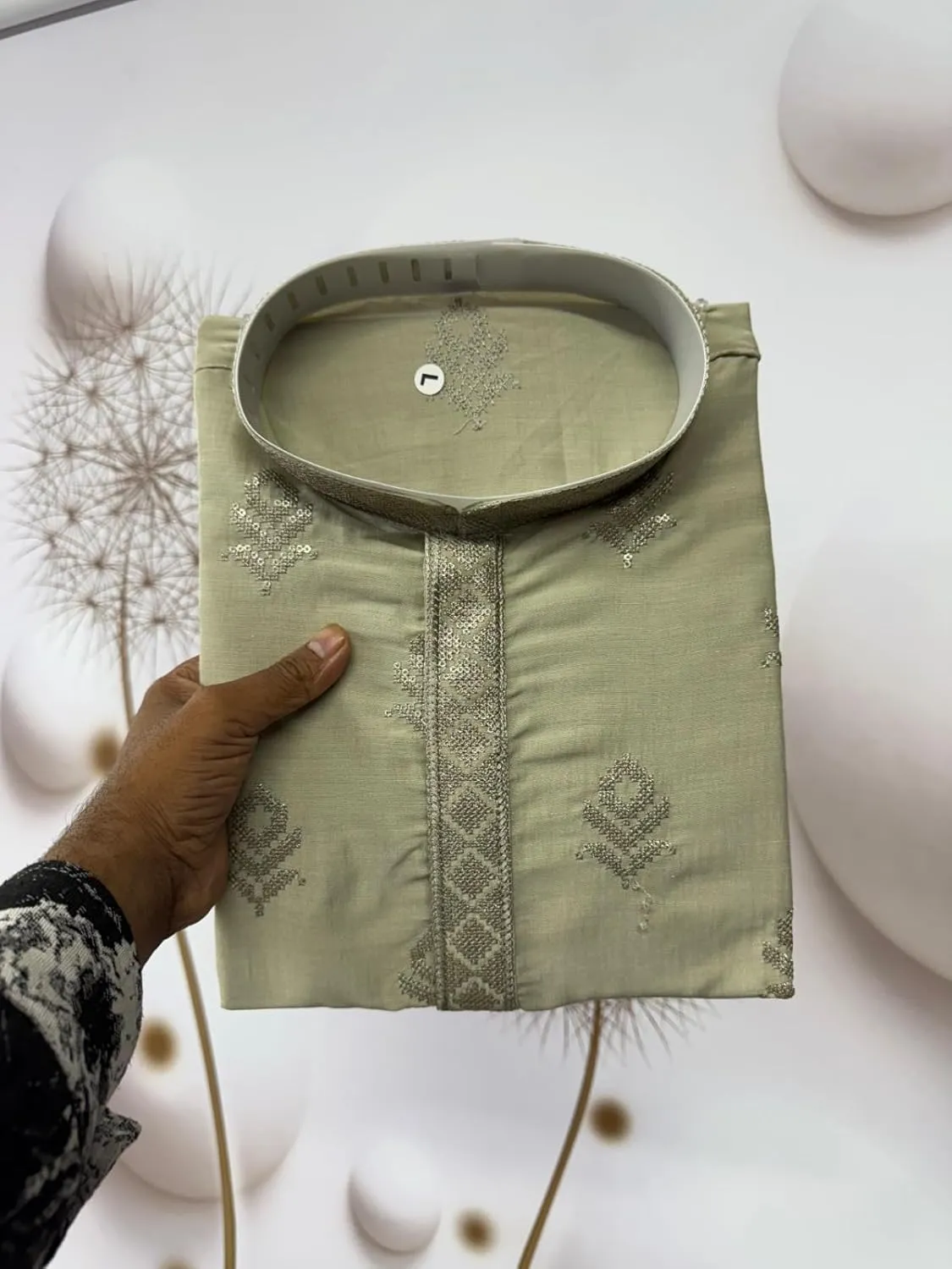 Men Wear Fabric Viscose Silk Embroidery Sequance Work Festival Wear Kurta Pajama 13610