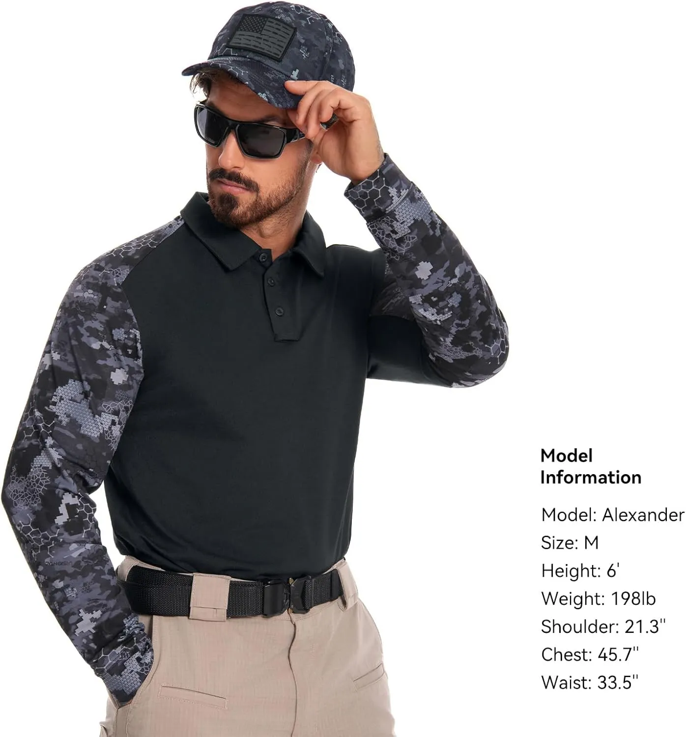 Men's Tactical Polo Shirts Long Sleeve Athletic Golf Outdoor Lightweight Performance Sports Shirt