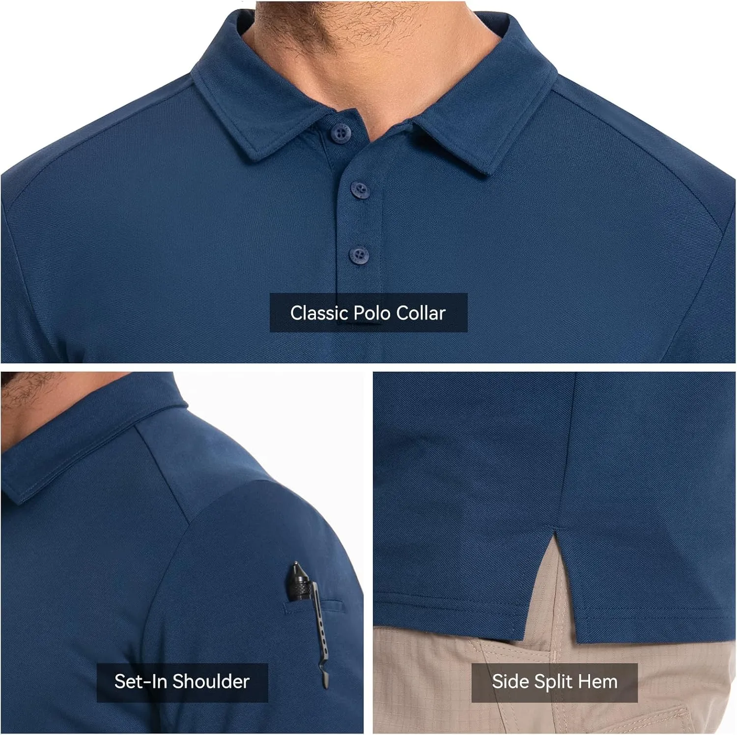 Men's Tactical Polo Shirts Long Sleeve Athletic Golf Outdoor Lightweight Performance Sports Shirt