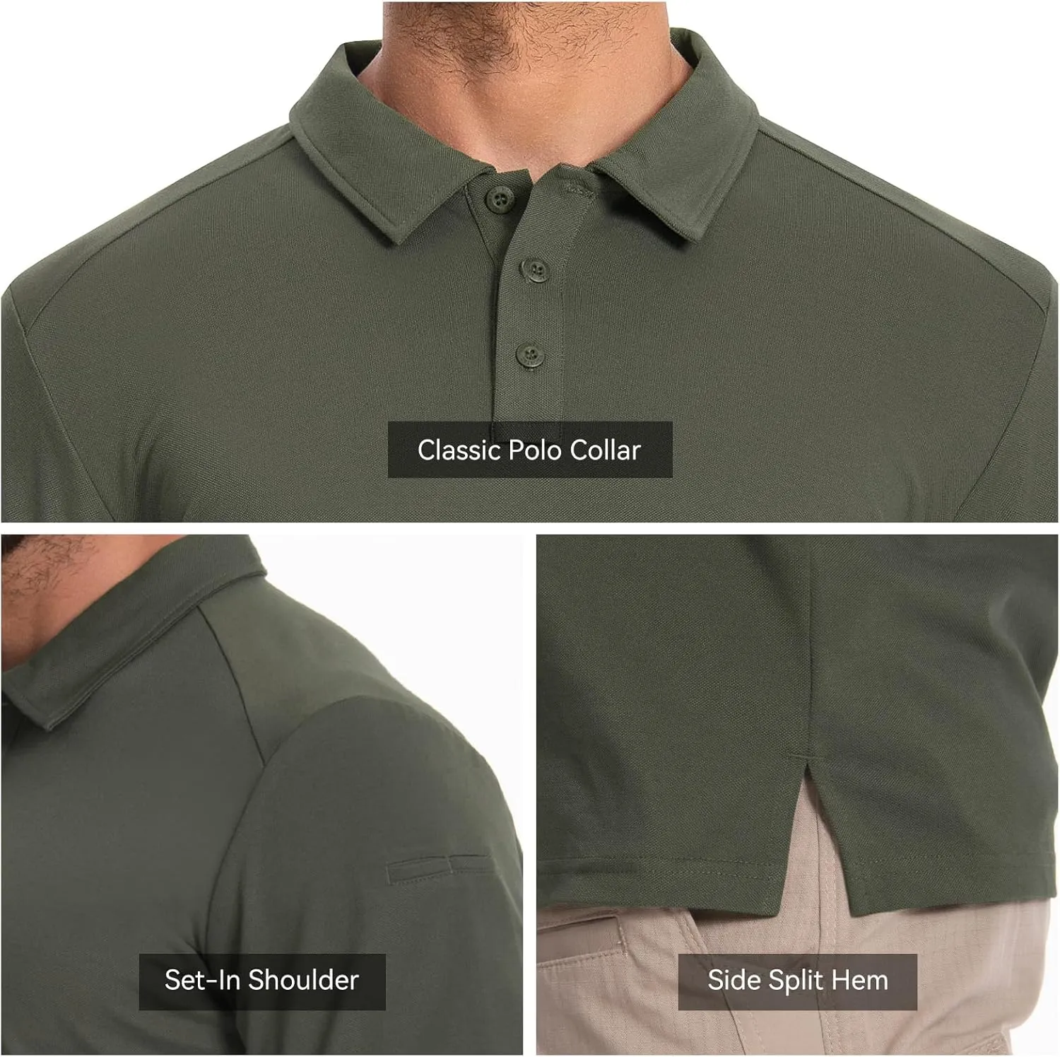 Men's Tactical Polo Shirts Long Sleeve Athletic Golf Outdoor Lightweight Performance Sports Shirt