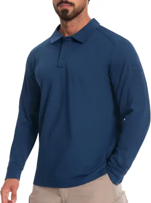 Men's Tactical Polo Shirts Long Sleeve Athletic Golf Outdoor Lightweight Performance Sports Shirt
