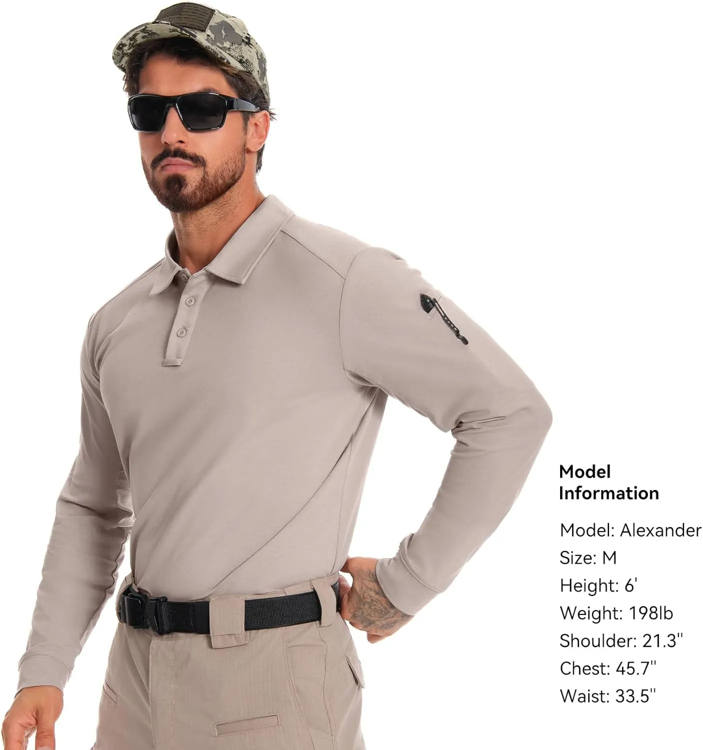 Men's Tactical Polo Shirts Long Sleeve Athletic Golf Outdoor Lightweight Performance Sports Shirt