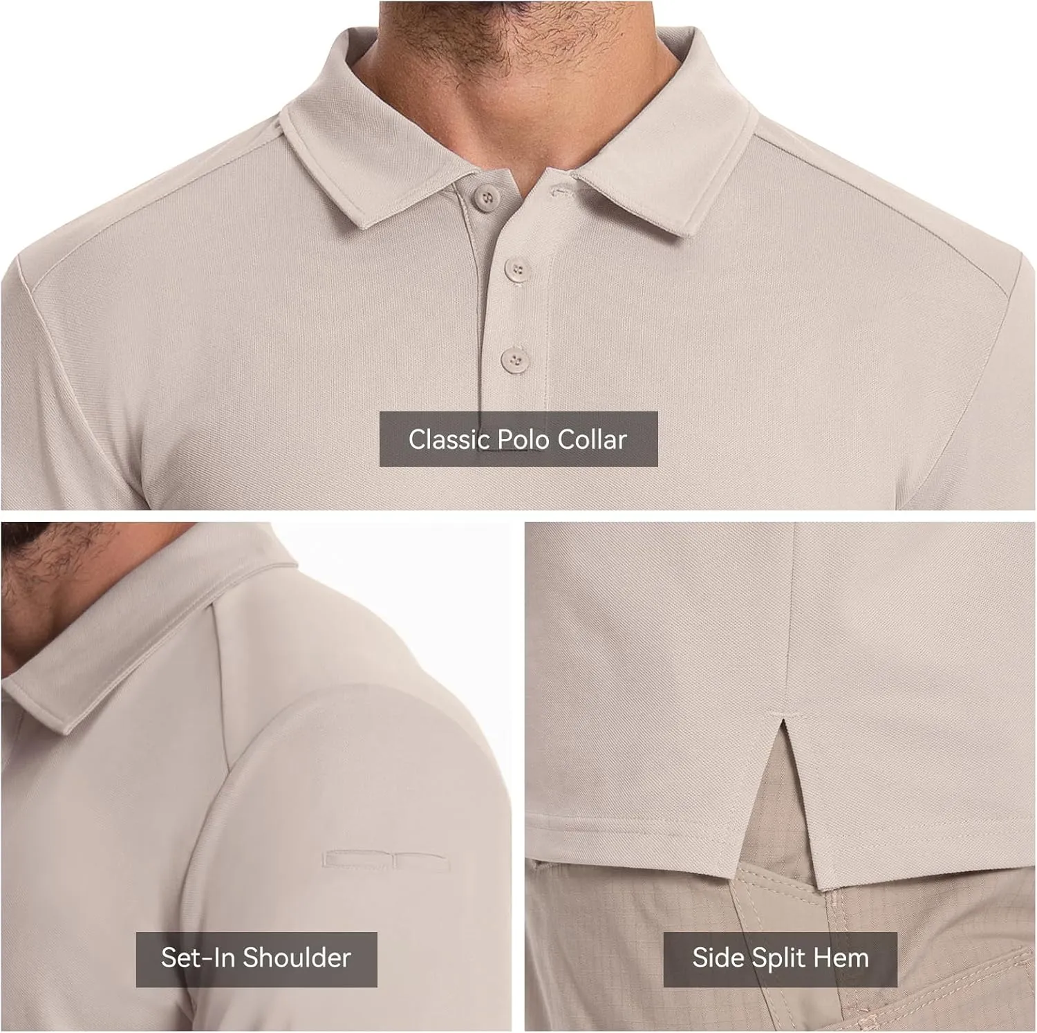 Men's Tactical Polo Shirts Long Sleeve Athletic Golf Outdoor Lightweight Performance Sports Shirt