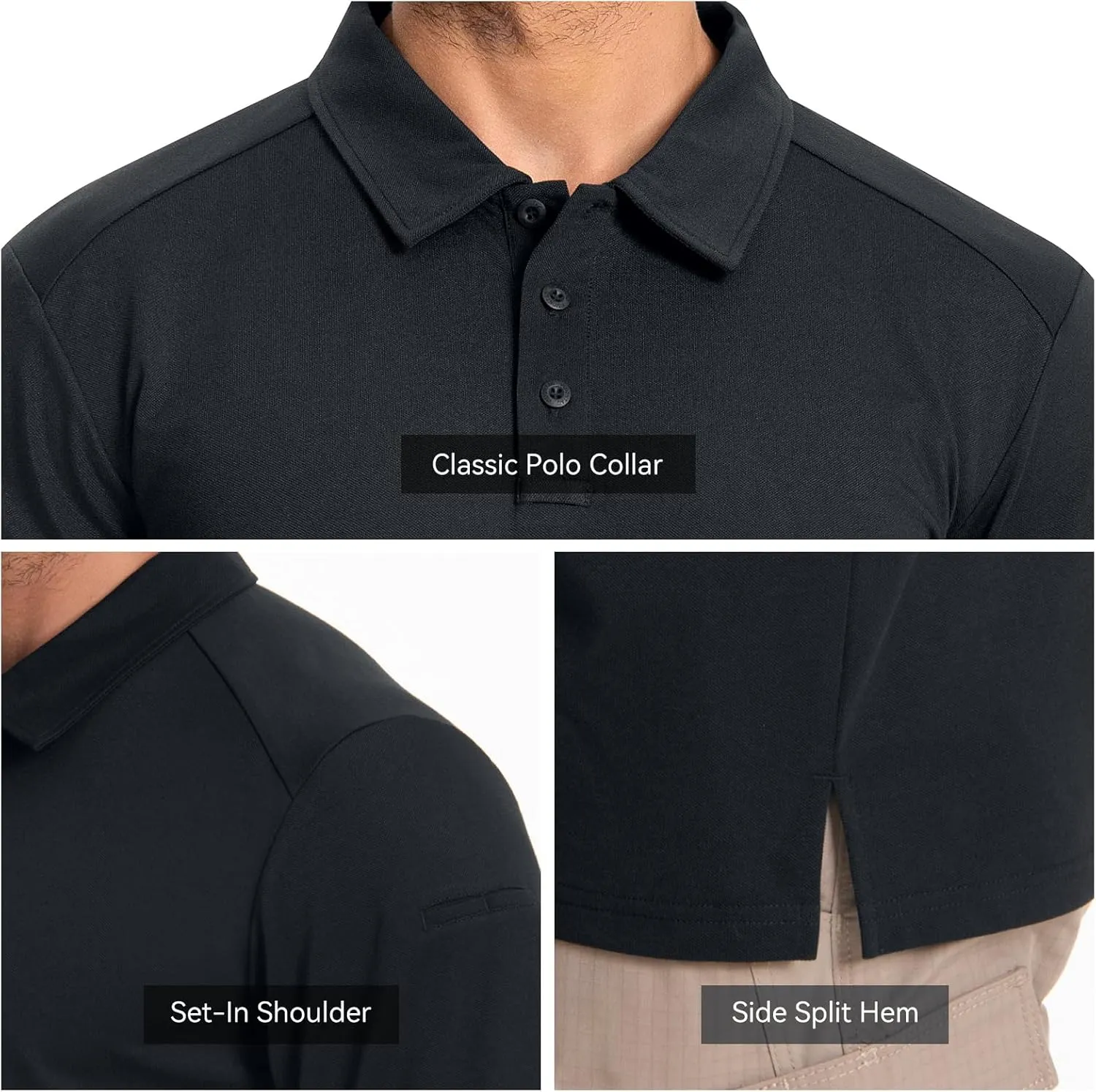 Men's Tactical Polo Shirts Long Sleeve Athletic Golf Outdoor Lightweight Performance Sports Shirt