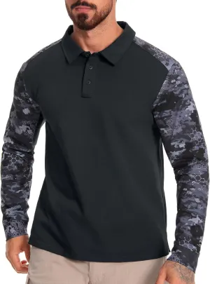 Men's Tactical Polo Shirts Long Sleeve Athletic Golf Outdoor Lightweight Performance Sports Shirt