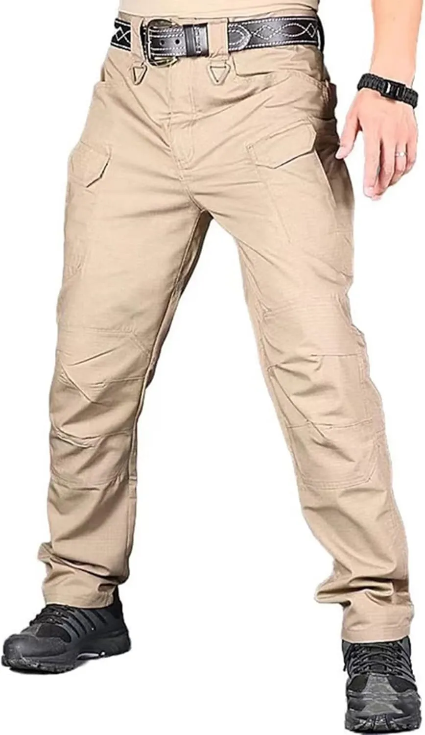 Men's Water Resistant Trousers Tactical Combat Cargo Work Pants with Multi Pockets Outdoor Ripstop Cargo Trouser