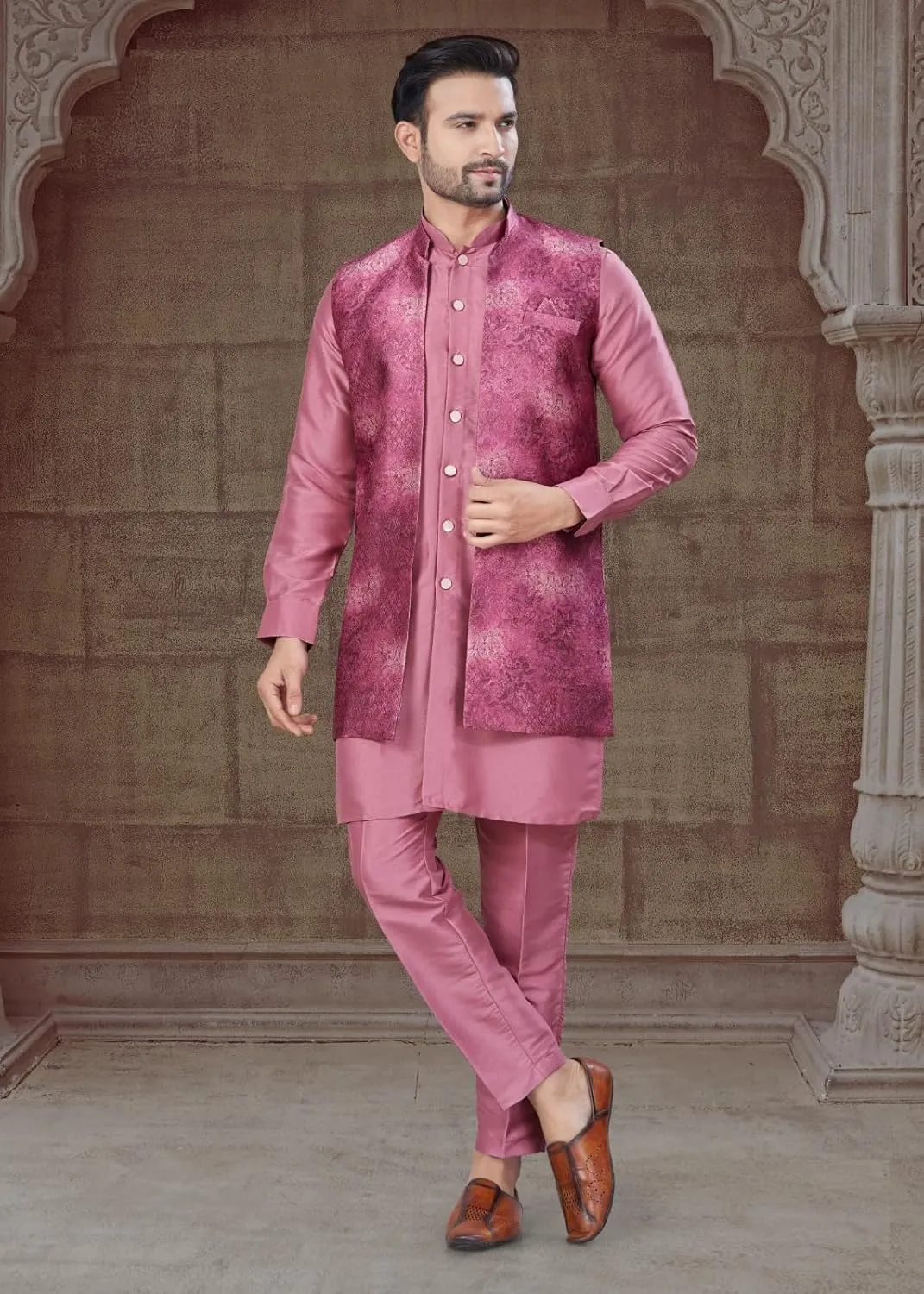 Men's Wear Jacquard Fabric Ethnic Wear Collection Occasion Kurta Pajama 12712