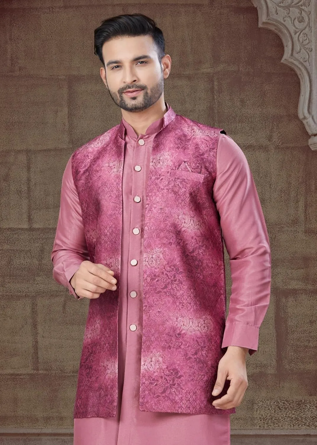 Men's Wear Jacquard Fabric Ethnic Wear Collection Occasion Kurta Pajama 12712