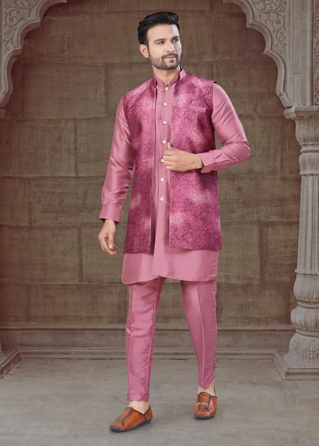 Men's Wear Jacquard Fabric Ethnic Wear Collection Occasion Kurta Pajama 12712