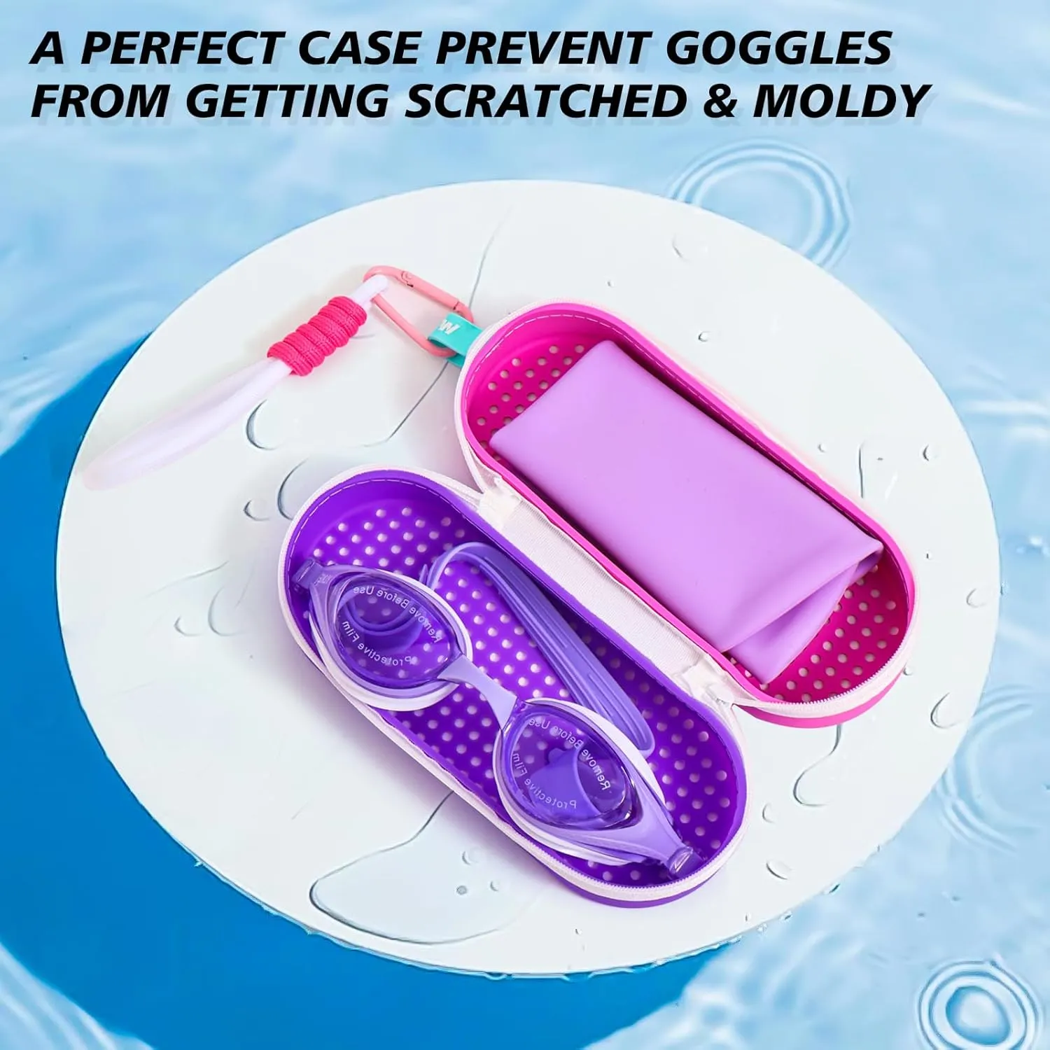 MERIABNY Swim Goggles Case for Swimmer Swimming Goggles Holder with Travel Bottle