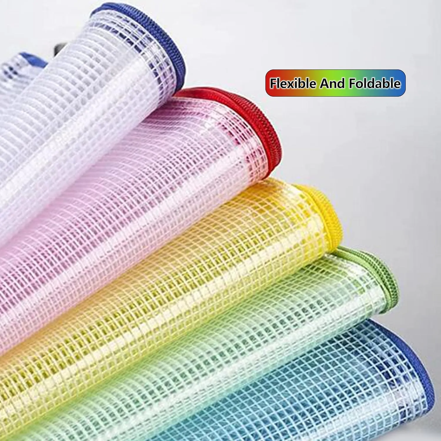 Mesh Document Bag Set of 10, Waterproof Zipper Pouch / A4 Size Zip File, for Household Daily Storage School Office M-D-2B (Green, A6 (9.25×4.25Inch))