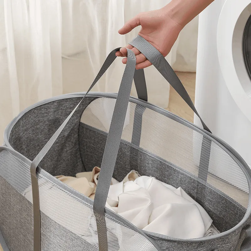 Mesh Laundry Hamper - Portable Storage Bag for Clothes