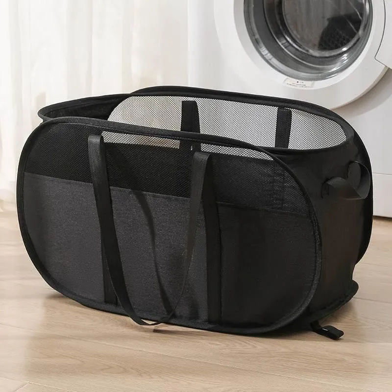 Mesh Laundry Hamper - Portable Storage Bag for Clothes