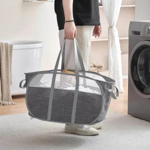 Mesh Laundry Hamper - Portable Storage Bag for Clothes