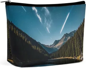 Meteors in The Night Sky Makeup Bag for Women Portable Cosmetic Bag Waterproof Toiletry Bag Storage Bag Large Makeup Pouch Aesthetic Handheld Makeup Bag for Travel Work