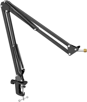 Microphone Arm Stand, FIFINE Suspension Boom Scissor Mic Stand with Heavy Duty Clamp, 3/8" to 5/8" Adapter, for Voice-over, Gaming, Recording, Studio, Home Office (CS1)