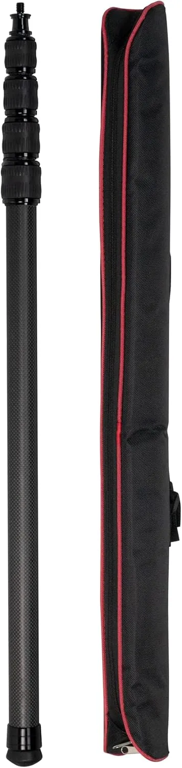 Microphone Boom Pole, Carbon Fiber, Lightweight, Telescoping 5-Section Extendable from 31" to 118" with Twist Locks, Includes Cable Management Straps, Shoulder Strap, and Carry Bag