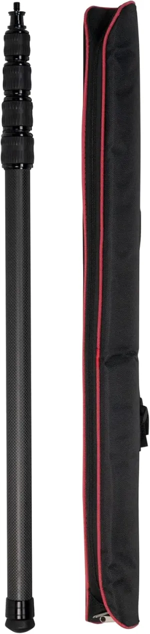 Microphone Boom Pole, Carbon Fiber, Lightweight, Telescoping 5-Section Extendable from 31" to 118" with Twist Locks, Includes Cable Management Straps, Shoulder Strap, and Carry Bag
