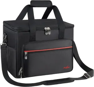 Microphone Case for 8 Mics, Travel Microphone Bag with Foam for Wired and Wireless Microphones, Microphone Carrying Case with Adjustable Strap for SM58s Vocal Mics, Mic Clips, XLR Cables and Charger