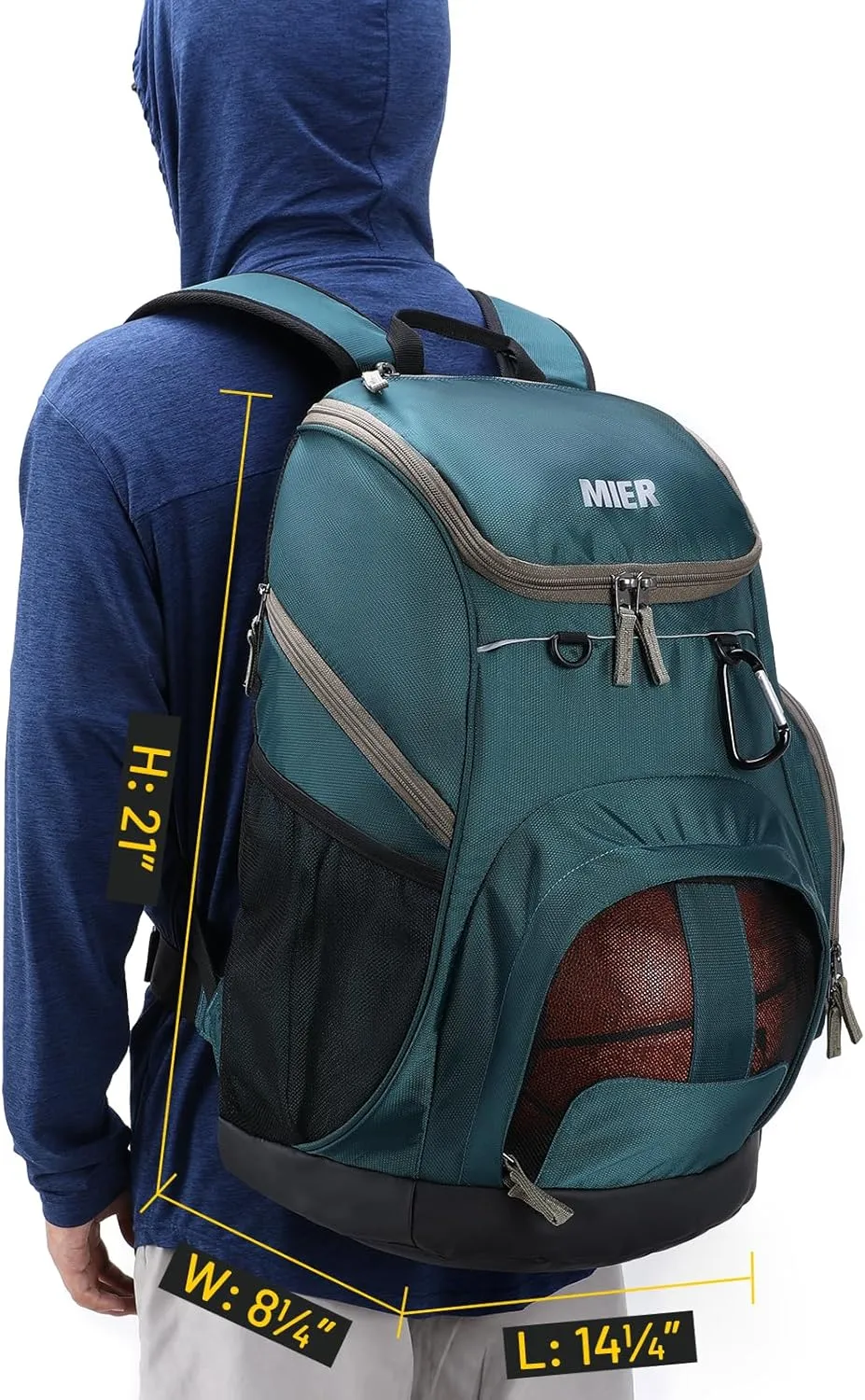 MIER Basketball Backpack Large Sports Soccer Bag with Ball/Shoes Holder for Men Women Volleyball Gym Equipment Training, 40L