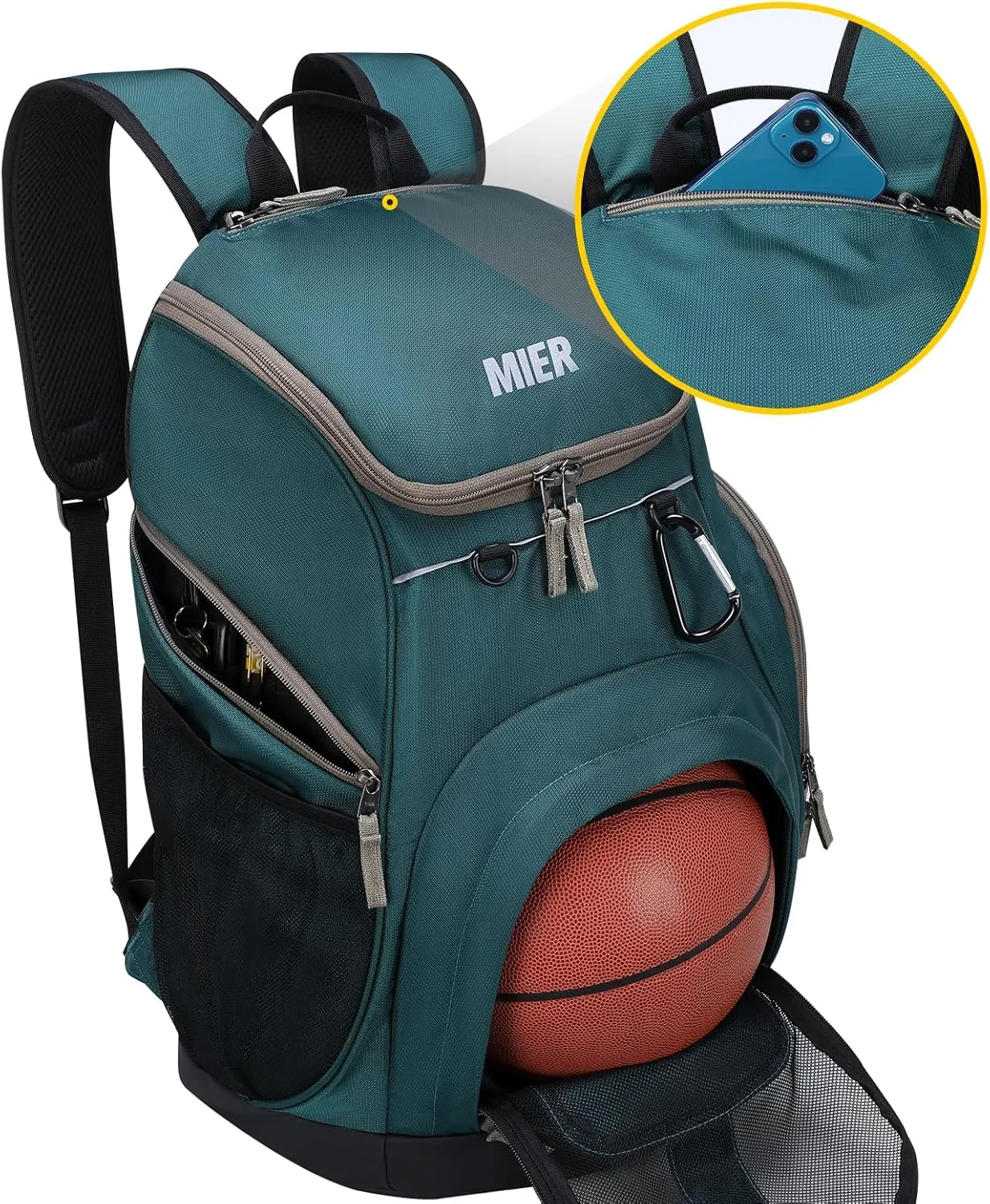MIER Basketball Backpack Large Sports Soccer Bag with Ball/Shoes Holder for Men Women Volleyball Gym Equipment Training, 40L