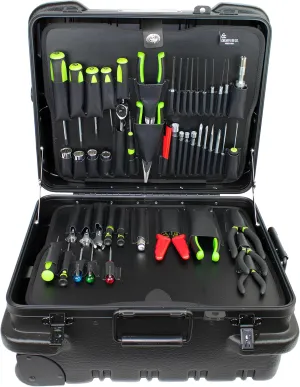 Military Ready Rolling Tool Case with Wheels - Heavy-Duty Black Tool Box, High-Density Polyethylene, 2 Tool Pallets, Multi-Use for Electricians, Technicians, Mechanics, Contractors - Made in USA