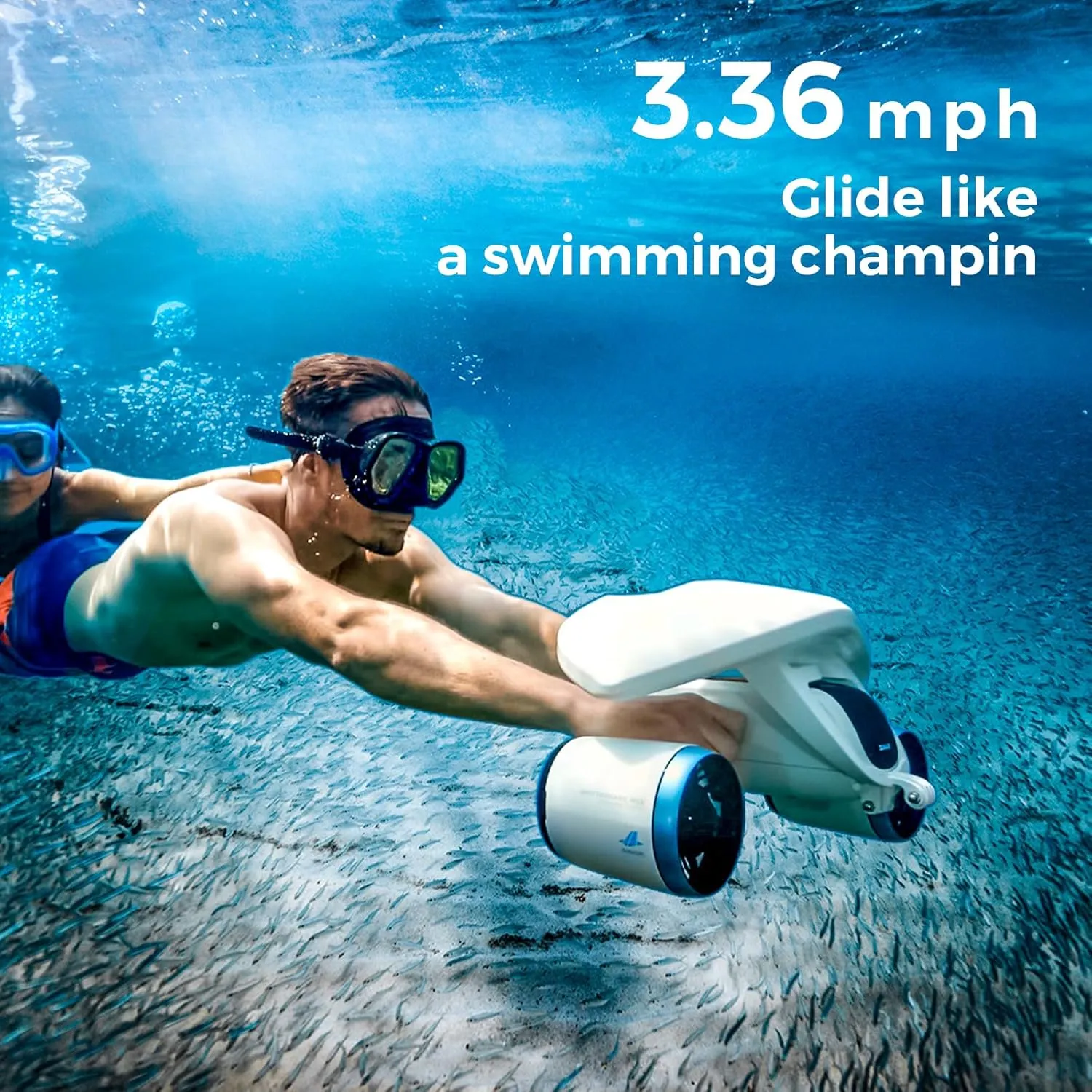 Mix Underwater Scooter with Action Camera Mount 30 Minutes 22lbf 131ft Waterproof Dual Motors Water Sports Swimming Pool Diving Snorkeling Water Scooter for Kids Adults Gray Battery Version