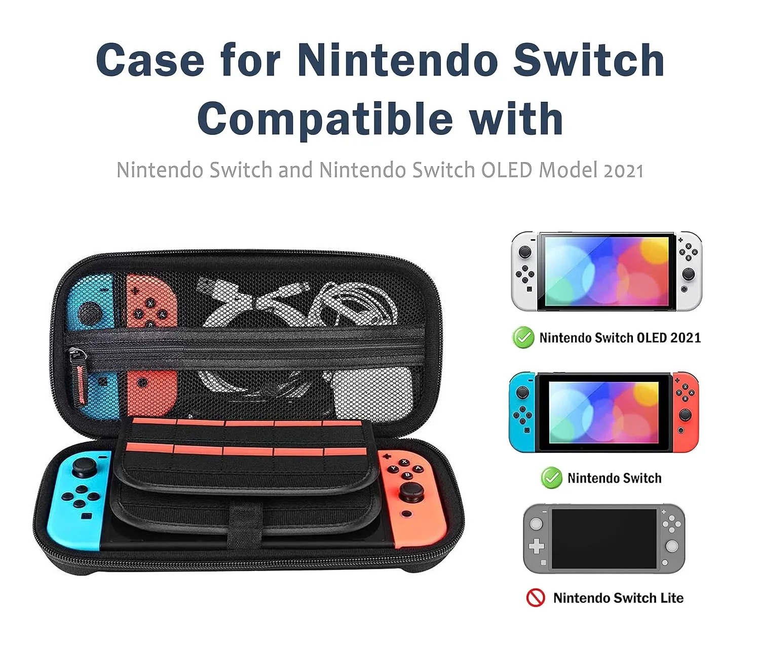 Monochrome Flowers Switch Case For Nintendo Switch OLED/Switch LITE/Switch Accessories, Meadow Cute Carry Protective Bag, Travel Game Console Cases, Controller Hard Shell Holder 20 Cartridge Slot J83