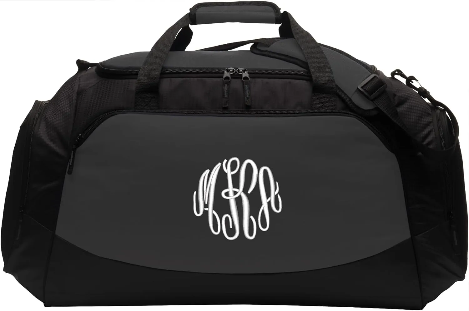 Monogrammed Duffel Bag, Large Travel Tote, Athlete Gift, Oversized Custom Bag Personalized Initials, Dark Charcoal