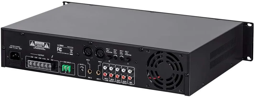 Monoprice Commercial Audio 60W 5ch 100/70V Mixer Amp with Microphone Priority (NO LOGO)