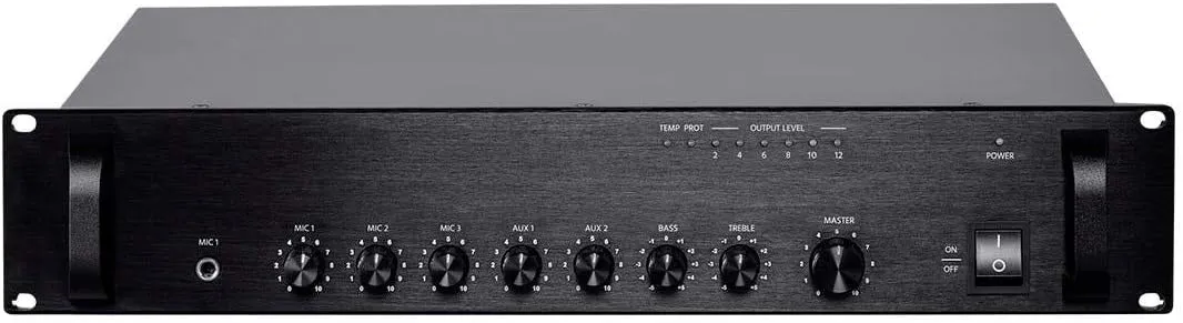 Monoprice Commercial Audio 60W 5ch 100/70V Mixer Amp with Microphone Priority (NO LOGO)