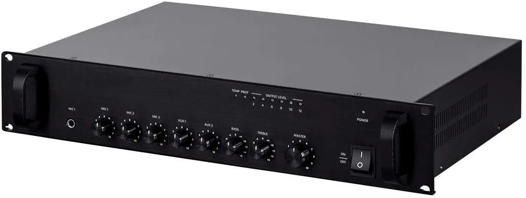 Monoprice Commercial Audio 60W 5ch 100/70V Mixer Amp with Microphone Priority (NO LOGO)