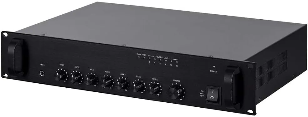 Monoprice Commercial Audio 60W 5ch 100/70V Mixer Amp with Microphone Priority (NO LOGO)