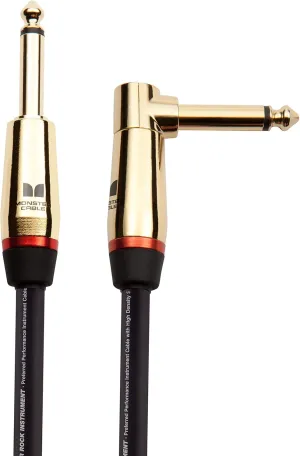 Monster Prolink Rock Instrument Cable. 21 ft Right Angle to Straight Monster Guitar Cable. For Electric Guitar Cable. 95% Copper Braided Shielded Guitar Cable