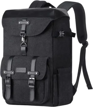 MOSISO Camera Backpack, DSLR/SLR/Mirrorless Photography Vintage Camera Bag Case with Tripod Holder & Rain Cover & 15-16 inch Laptop Compartment Compatible with Canon/Nikon/Sony/DJI Mavic Drone, Black