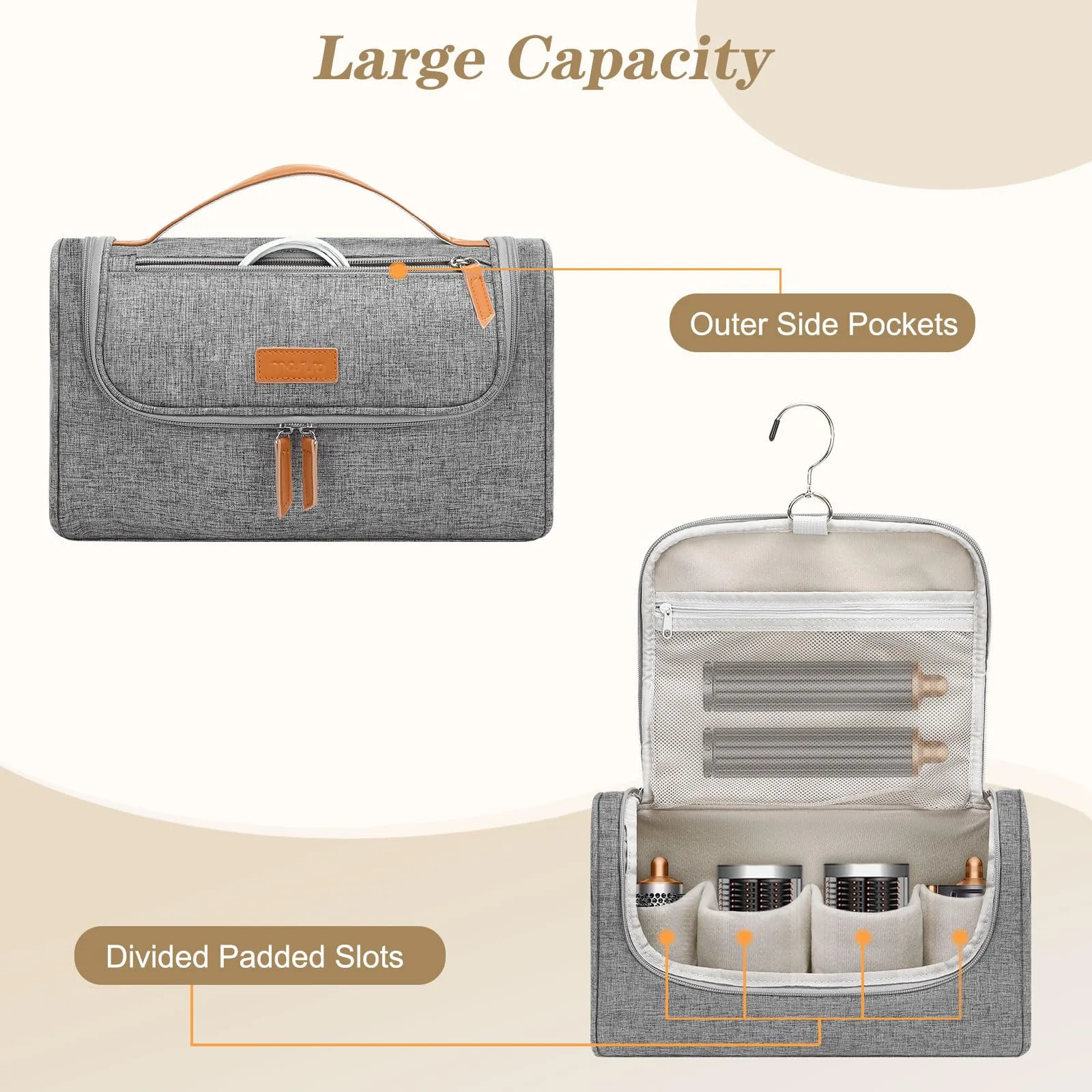 MOSISO Travel Carrying Case Bag Compatible with Dyson Airwrap Styler, Portable Storage Bag Organizer for Airwrap Styler and Attachments, Gray