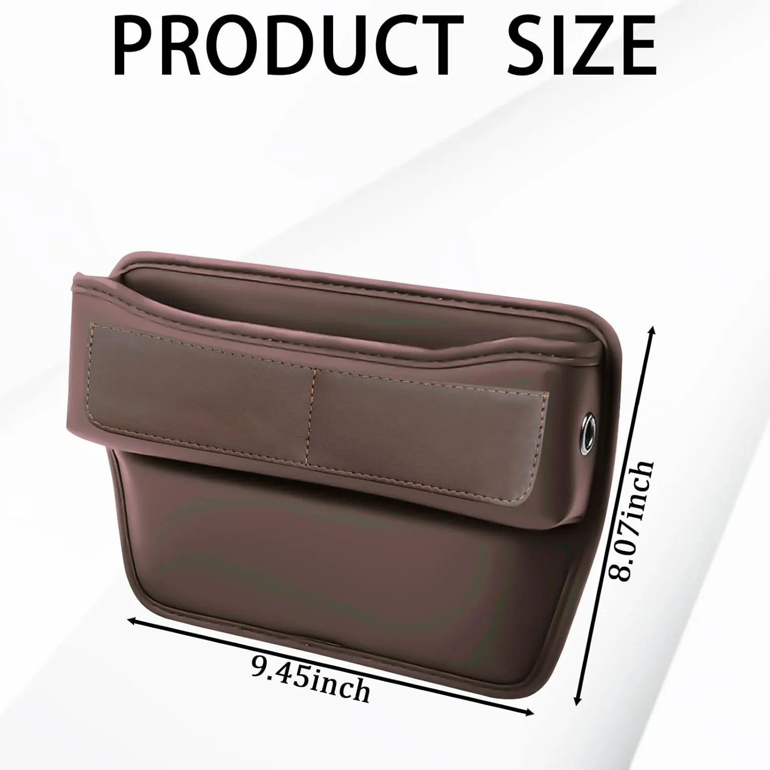 msyuusr Car Seat Gap Filler Organizer, Luxury Brown Leather Storage Box, Car Organizer with 3 Compartments, Rectangular Shape, Unisex, 8.26 x 1.48 x 1.48 inches