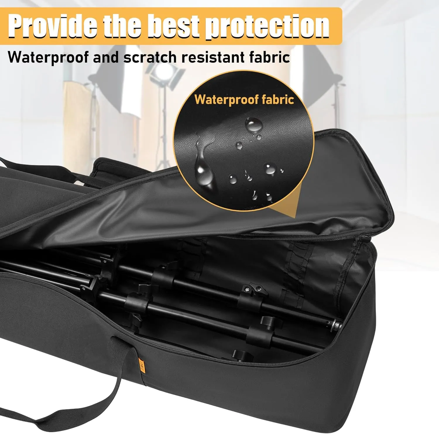 Multifunctional Tripod Bag 32 X 7 X 7 Inches / 81 X 18 X 18 cm Heavy Duty Tripod Carrying Case with Handle for Lights, Speakers, Cameras, Booms, Microphone Stands, Black