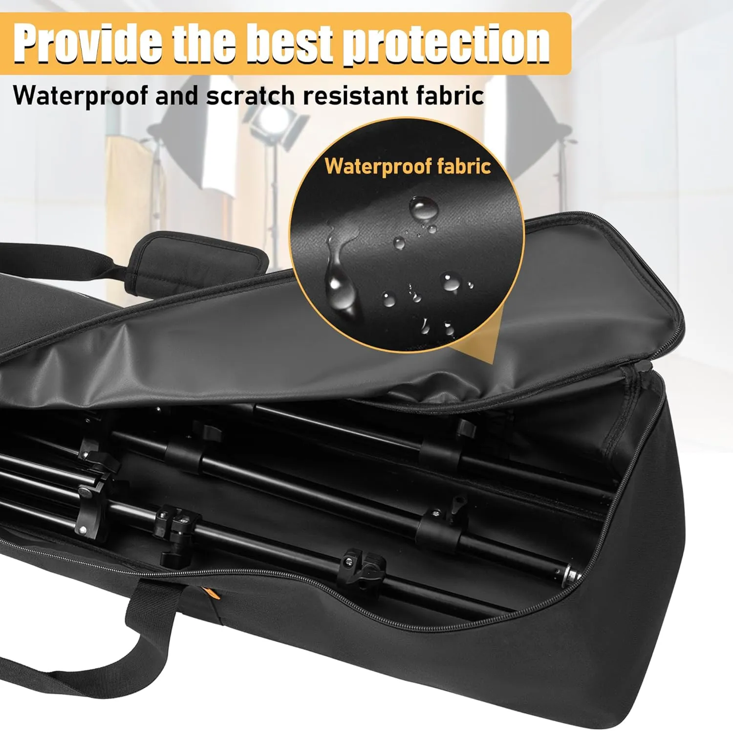 Multifunctional Tripod Bag 40 X 7 X 7 Inches / 101.5 X 18 X 18 cm Heavy Duty Tripod Carrying Case with Handle for Lights, Speakers, Cameras, Booms, Microphone Stands, Black