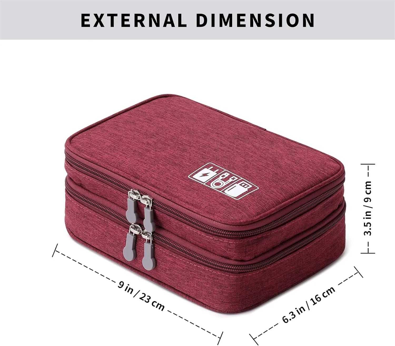 mygreen Travel Cable Organizer Bag, Two-Layer Electronics Accessories Organizer Bag for Cables, Chargers, Power Bank, Mouse,iPad, Phone, Kindle, SD Card, Wires, Cords, and Accessories Red