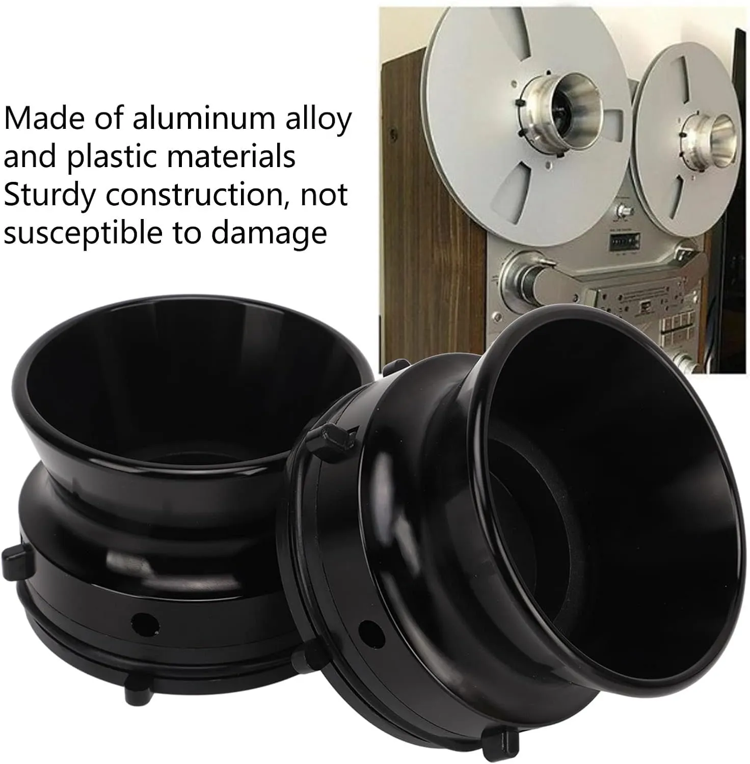 NAB Hub Adapters, Premium Aluminum, Universal Fit for Studer ReVox, Akai, Teac, Precision Audio Equipment for Configurations (Black)