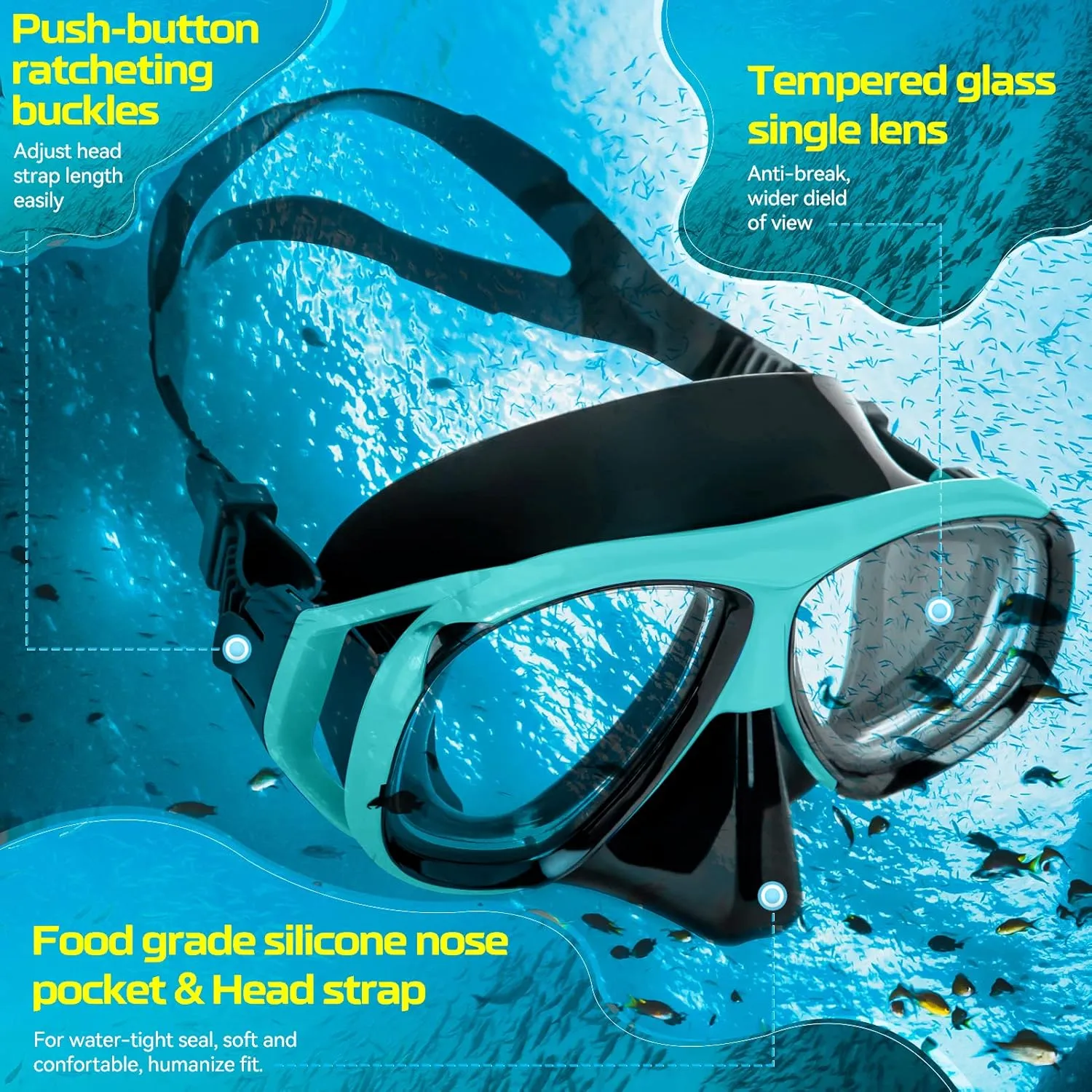 Nearsighted Snorkel Gear, Nearsighted Dry Snorkel Mask Set for Adult Youth, Nearsighted Anti Fog Diving Mask with Detachable Camera Mount & Adjustable Strap for Scuba Diving, Snorkeling, Freediving