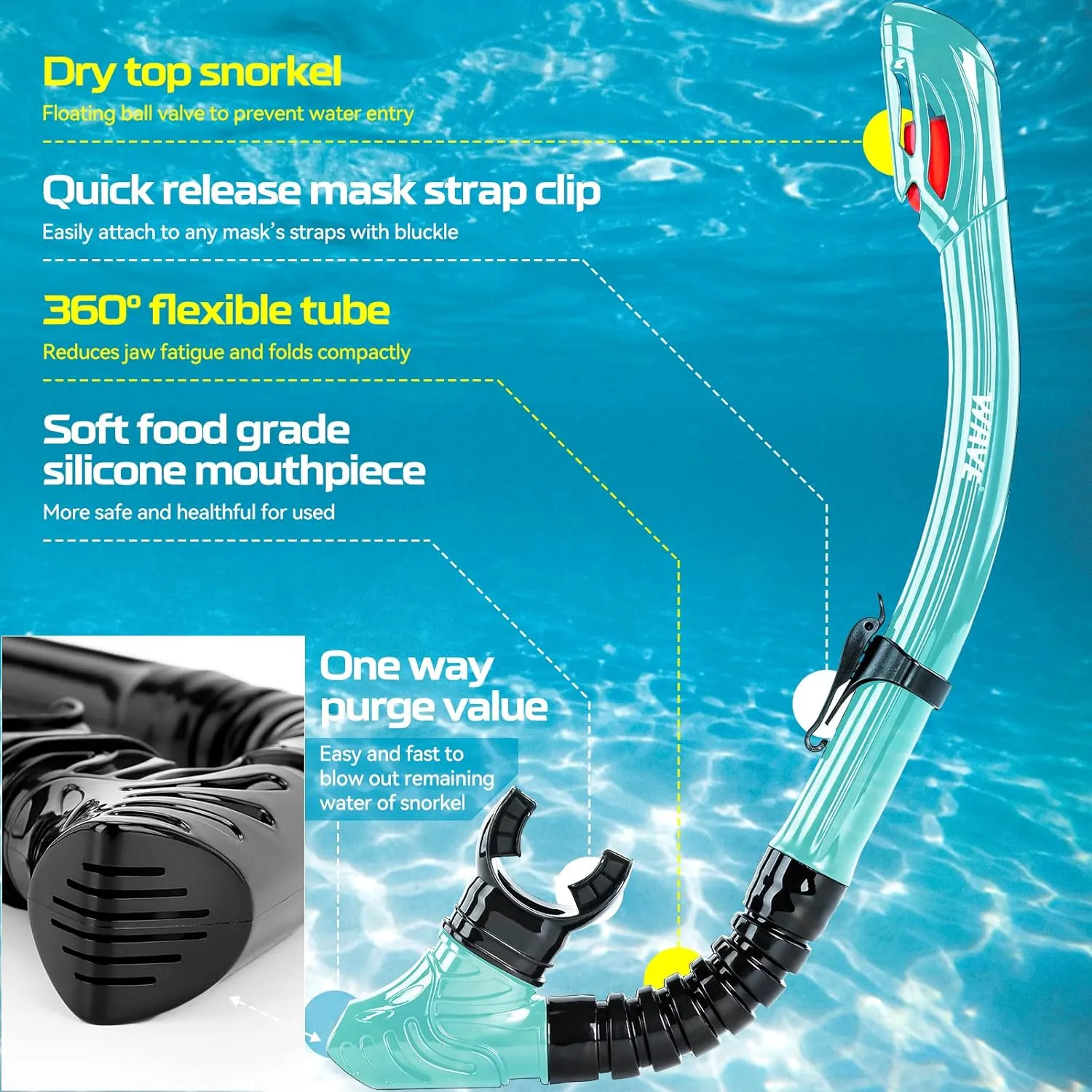 Nearsighted Snorkel Gear, Nearsighted Dry Snorkel Mask Set for Adult Youth, Nearsighted Anti Fog Diving Mask with Detachable Camera Mount & Adjustable Strap for Scuba Diving, Snorkeling, Freediving