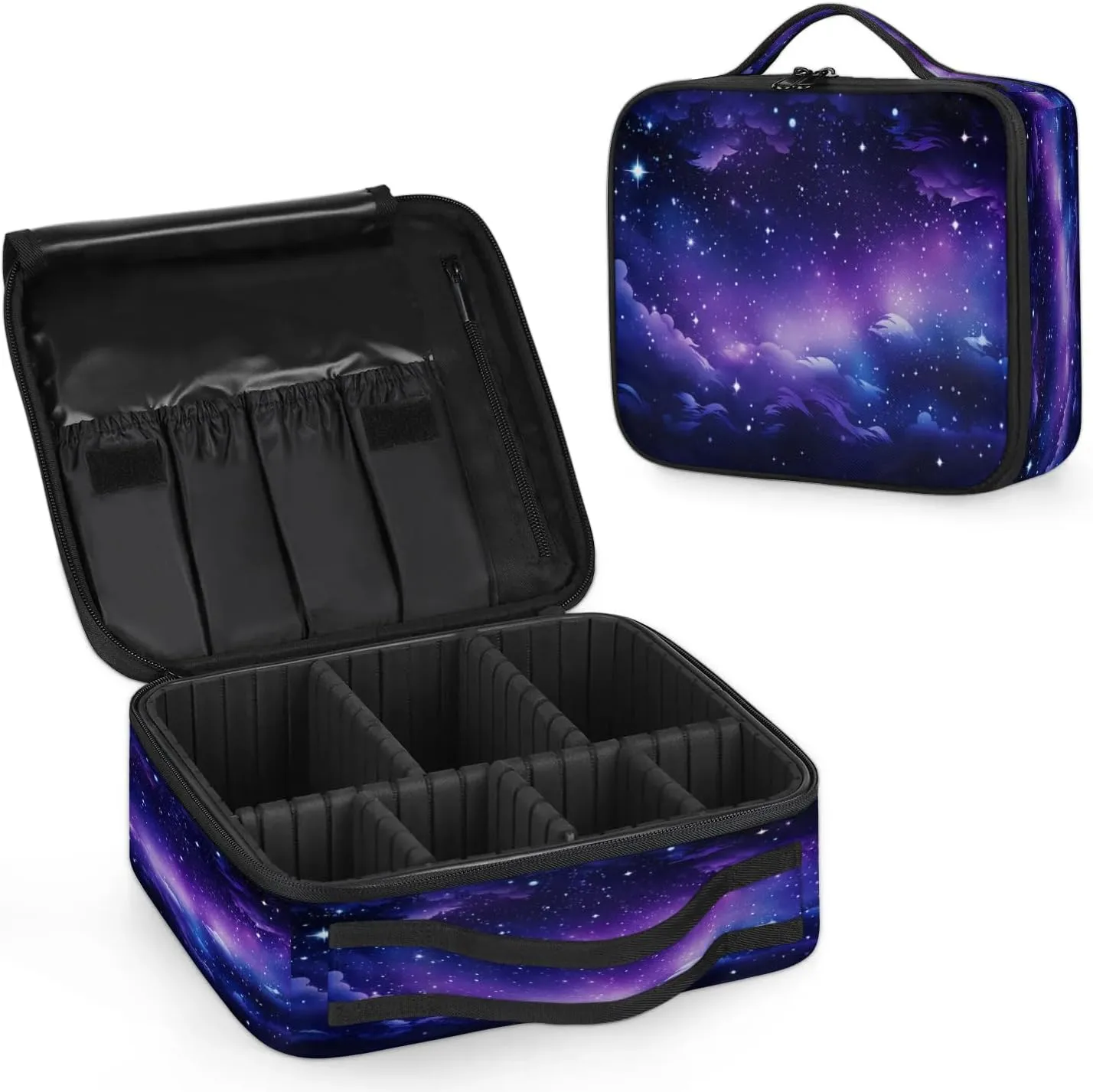 Nebula Explosion Makeup Bag for Travel, Cosmetic Bag with Dividers Toiletry Storage Galaxy Portable Organizer Train Case for Cosmetics Makeup Brushes Jewelry