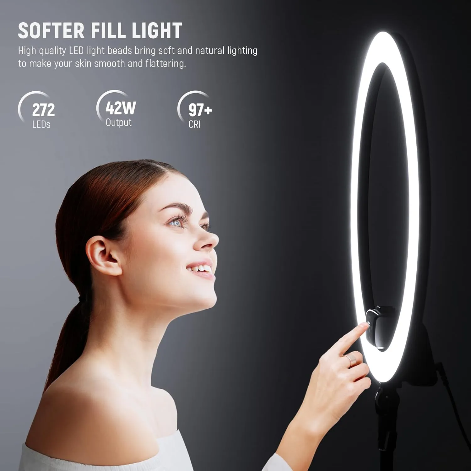 NEEWER Advanced 18" LED Ring Light with Tripod Stand Phone Holder for iPhone Samsung Android Phones for Makeup YouTube Video Blogger Salon (Black)