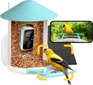 NETVUE Birdfy AI Smart Bird Feeder Camera Solar Powered, AI Auto Capture Bird Videos & Identify 6000  Bird Species, Cloud Storage & Birdwatching On Live, Ideal Present (Sky Blue)