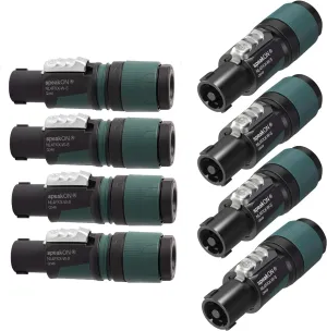 Neutrik NL4FXX-W-S 4-Pole speakON Cable Connector, Green Bushing Screw Terminal Assembly, for Cable Diameters 6 to 12mm